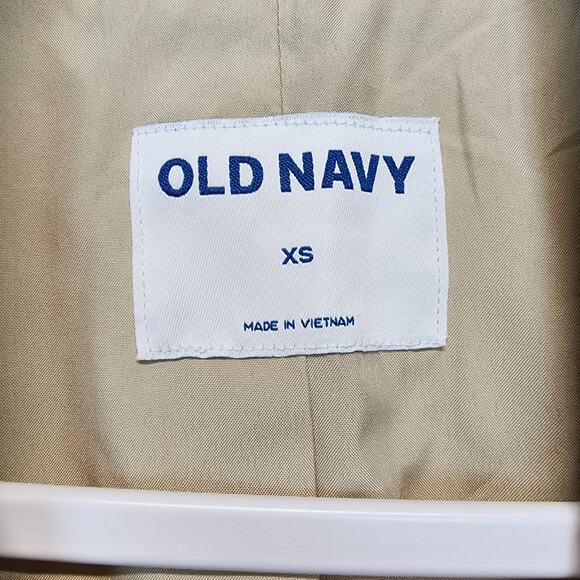 Old Navy Linen Blazer Lady Jacket Size XS Beige Slash Pockets 1 Button Neutral - Picture 10 of 11